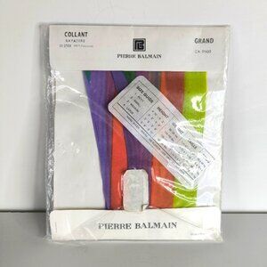 NWT Rare Pierre Balmain Paris France 70s Glam Bayadere Colored Rainbow Tights L